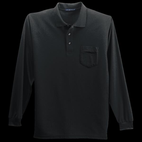Long Sleeve Silk Touch Polo with Pocket Thumbnail