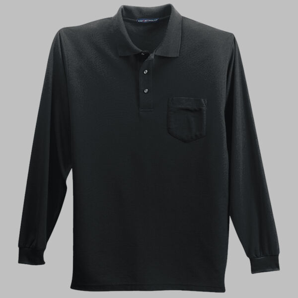 Long Sleeve Silk Touch Polo with Pocket Thumbnail
