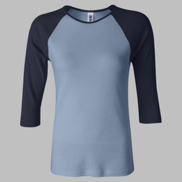 Women’s 1X1 Baby Rib Raglan Three-Quarter Sleeve Tee Thumbnail