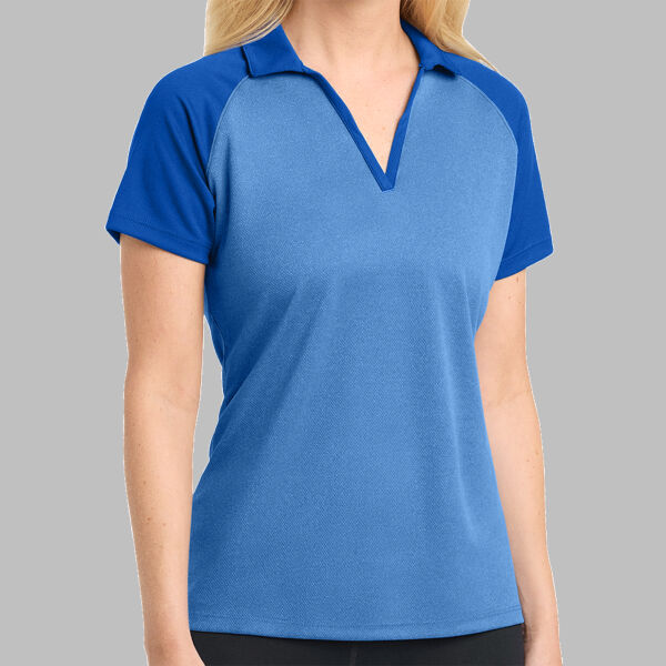 Women's PosiCharge ® RacerMesh ® Raglan Heather Block Polo Thumbnail