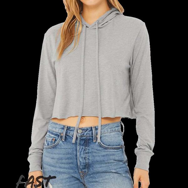 Women’s Triblend Crop Long Sleeve Hoodie Tee Thumbnail
